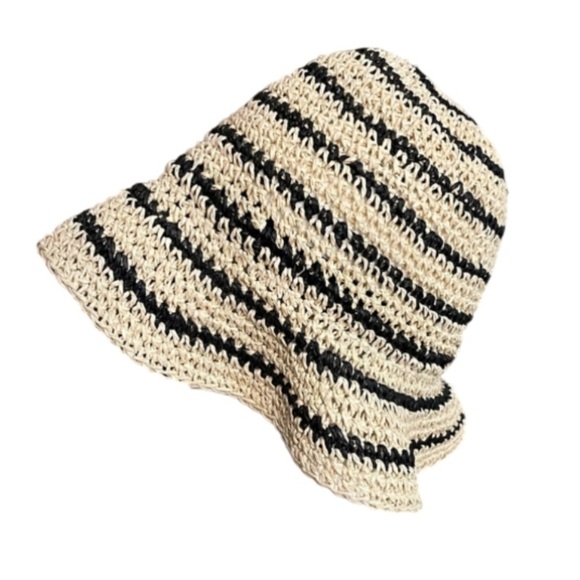 BRUNO MAGLI Stripe Crochet Straw Bucket Hat In Natural - OS - Picture 2 of 9